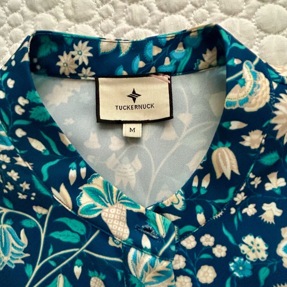Tuckernuck Blue and White Floral Tiered Long-Sleeve Dress - Picture 5 of 11